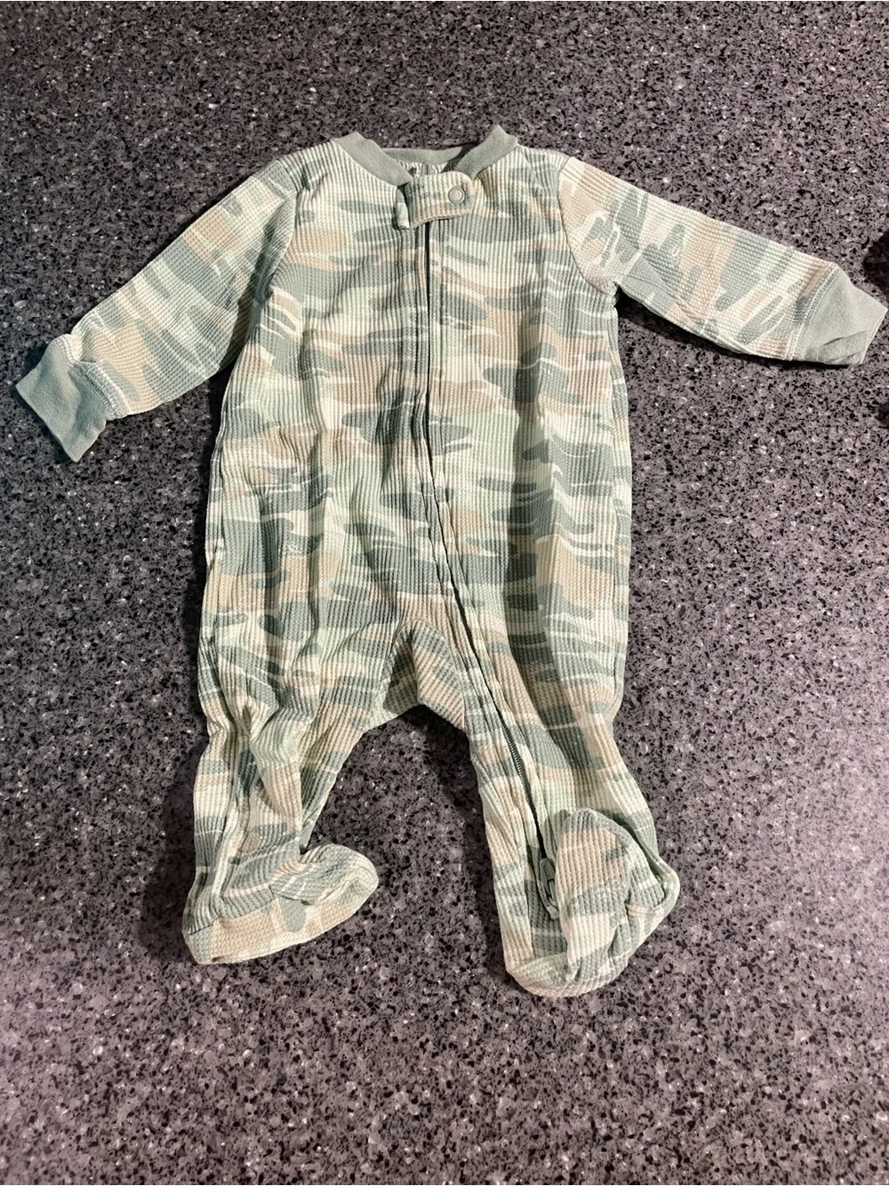 Carter's Green Camo Ribbed Footed One-Piece
